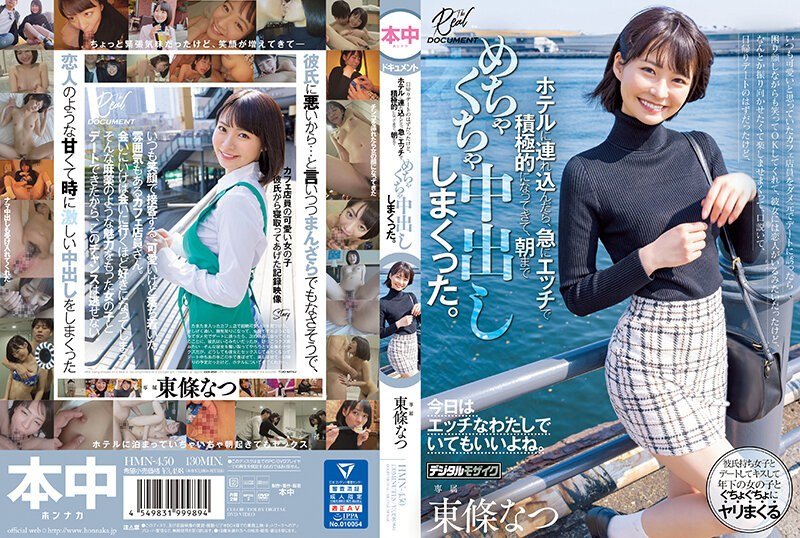 HMN-450 原本是当天来回 后来直接去开房间 她瞬间发情！积极的性爱 中出到天亮-東條夏(東條なつ)